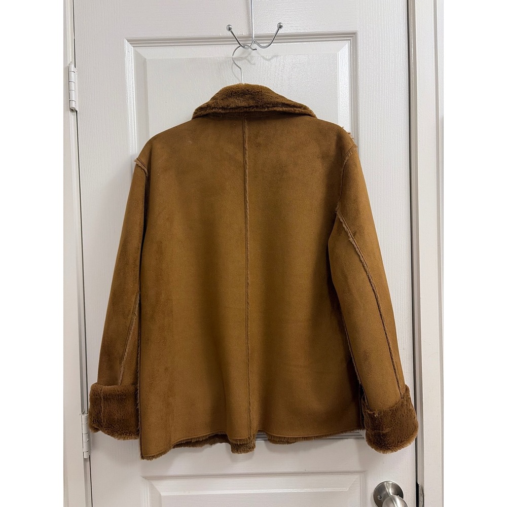 Brandon Thomas Vintage Reversible Faux Suede Fur Jacket Brown Camel Womens Med - Picture 4 of 8